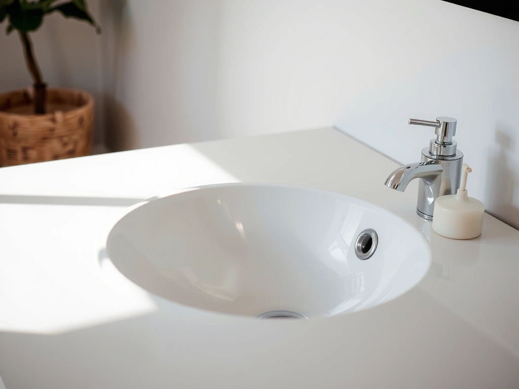 Detail of a meticulously cleaned bathroom counter