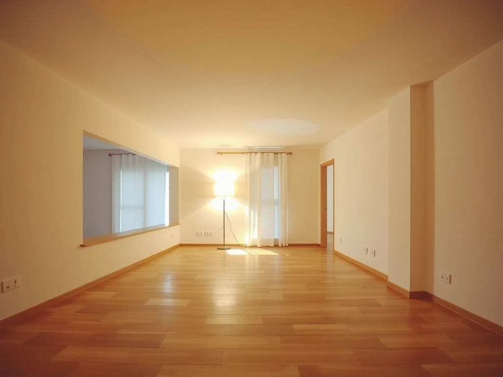 An empty, clean living room in a Bogotá apartment